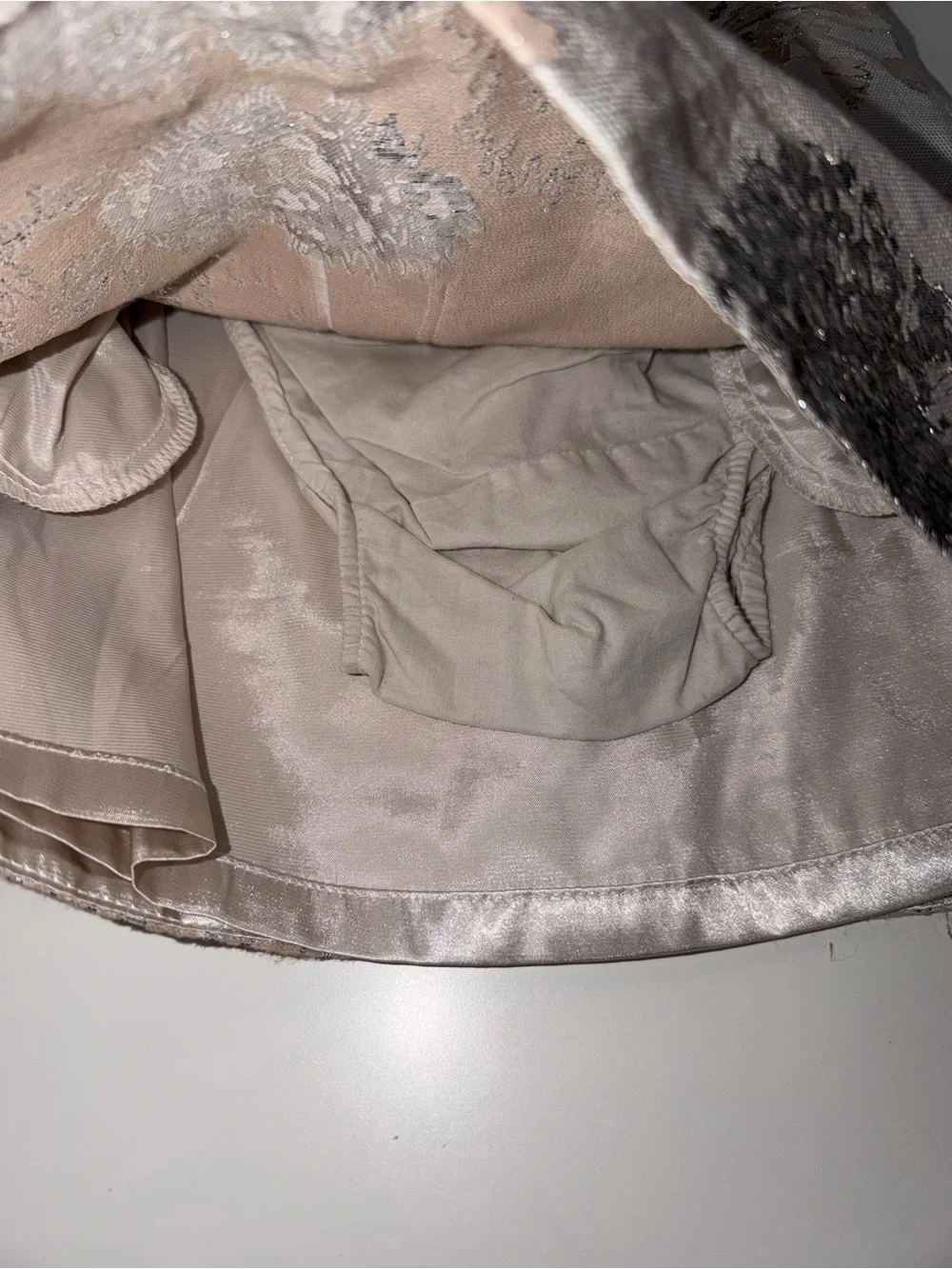 Baby Gap Girls Holiday Dress Beige w/ Silver Foil w/ Bloomers Size Toddler 18-24